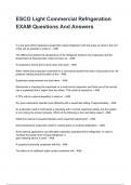 ESCO Light Commercial Refrigeration EXAM Questions And Answers