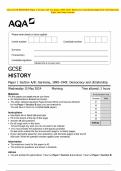 AQA GCSE HISTORY Paper 1 Section A&sol;B&colon; Germany&comma; 1890&ndash;1945&colon; Democracy and dictatorship MAY 2024 Question Paper and Mark Scheme