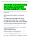 PHAR 100 Exam Questions Complete Answers New Verified Update &lpar;A&plus; Pass&rpar;