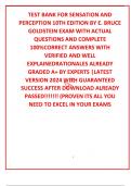TEST BANK FOR SENSATION AND PERCEPTION 10TH EDITION BY E&period; BRUCE GOLDSTEIN EXAM WITH ACTUAL QUESTIONS AND COMPLETE 100&percnt;CORRECT ANSWERS WITH VERIFIED AND WELL EXPLAINEDRATIONALES ALREADY GRADED A&plus; BY EXPERTS &vert;LATEST VERSION 2024 WITH GUARANTEED SUCCESS AFTE