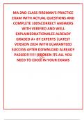 MA 2ND CLASS FIREMAN'S PRACTICE EXAM WITH ACTUAL QUESTIONS AND COMPLETE 100&percnt;CORRECT ANSWERS WITH VERIFIED AND WELL EXPLAINEDRATIONALES ALREADY GRADED A&plus; BY EXPERTS &vert;LATEST VERSION 2024 WITH GUARANTEED SUCCESS AFTER DOWNLOAD ALREADY PASSED&excl;&excl;&excl;&excl;&excl;&excl;&excl; &lpar;P