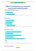 NBCOT Cardiopulmonary Questions  and Correct Verified Answers