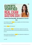 Funeral Directing NBE&sol; 205 Quizzes & Correct Ans