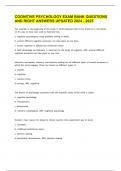 COGNITIVE PSYCHOLOGY EXAM BANK QUESTIONS AND RIGHT ANSWERS UPDATED 2024 - 2025