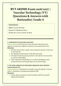 RVT ARDMS Exam 2026&sol;2027 &vert; Vascular Technology &lpar;VT&rpar;  &vert; Questions & Answers with Rationales &vert; Complete & Updated &vert; Grade A &vert; Guaranteed Pass