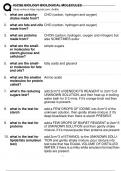 IGCSE BIOLOGY BIOLOGICAL MOLECULES Exam Questions and Answers 100&percnt; Correct with complete solution