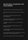 DBB- FINAL EXAM &vert; 105 QUESTIONS &vert; WITH ACTUAL ANSWERS&excl;&excl;