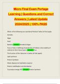 Micro Final Exam Portage Learning &vert; Questions and Correct Answers &vert; Latest Update 2024&sol;2025 &vert; 100&percnt; PASS
