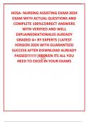 HOSA- NURSING ASSISTING EXAM 2024 EXAM WITH ACTUAL QUESTIONS AND COMPLETE 100&percnt;CORRECT ANSWERS WITH VERIFIED AND WELL EXPLAINEDRATIONALES ALREADY GRADED A&plus; BY EXPERTS &vert;LATEST VERSION 2024 WITH GUARANTEED SUCCESS AFTER DOWNLOAD ALREADY PASSED&excl;&excl;&excl;&excl;&excl;&excl;&excl; &lpar;PROVEN