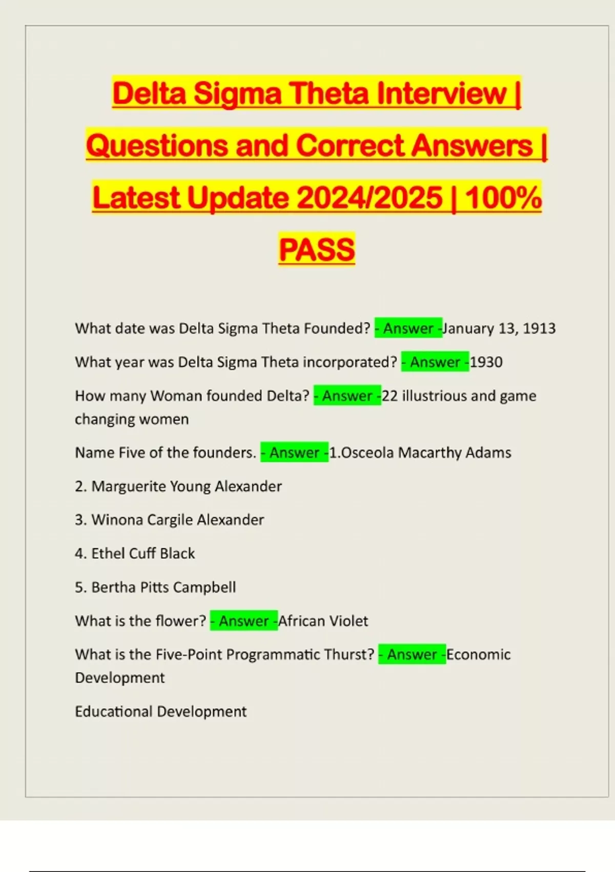 Delta Sigma Theta Interview | Questions and Correct Answers | Latest ...