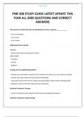 PNR 208 STUDY GUIDE LATEST UPDATE THIS YEAR ALL 2000 QUESTIONS AND CORRECT ANSWERS