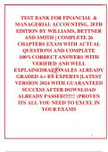 TEST BANK FOR FINANCIAL & MANAGERIAL ACCOUNTING&comma; 20TH EDITION BY WILLIAMS&comma; BETTNER AND SMITH &vert; COMPLETE 26 CHAPTERS EXAM WITH ACTUAL QUESTIONS AND COMPLETE 100&percnt;CORRECT ANSWERS WITH VERIFIED AND WELL EXPLAINEDRATIONALES ALREADY GRADED A&plus; BY EXPERTS &vert;LATEST