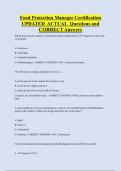 Food Protection Manager Certification UPDATED ACTUAL Questions and  CORRECT Answers