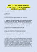 PRITE - CHILD PSYCHIATRY UPDATED ACTUAL Questions and  CORRECT ANSWERS