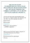 NSG 530 ADVANCED  PATHOPHYSIOLOGY FINAL EXAM  2024 COMPLETE 300 QUESTIONS WITH  100&percnt; DETAILED VERIFIED AND  CORRECT ANSWERS ACTUAL BRANDNEW EXAM ALREADY GRADED A&plus;