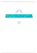 PYTHON CODING SPECIALIST EXAM  STUDY SET GUARANTEED ANSWERS