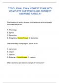 TESOL FINAL EXAM NEWEST EXAM WITH  COMPLETE QUESTIONS AND CORRECT  ANSWERS RATED A&plus;