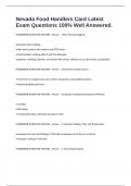 Nevada Food Handlers Card Latest Exam Questions 100&percnt; Well Answered&period;