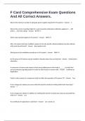 F Card Comprehensive Exam Questions And All Correct Answers&period;