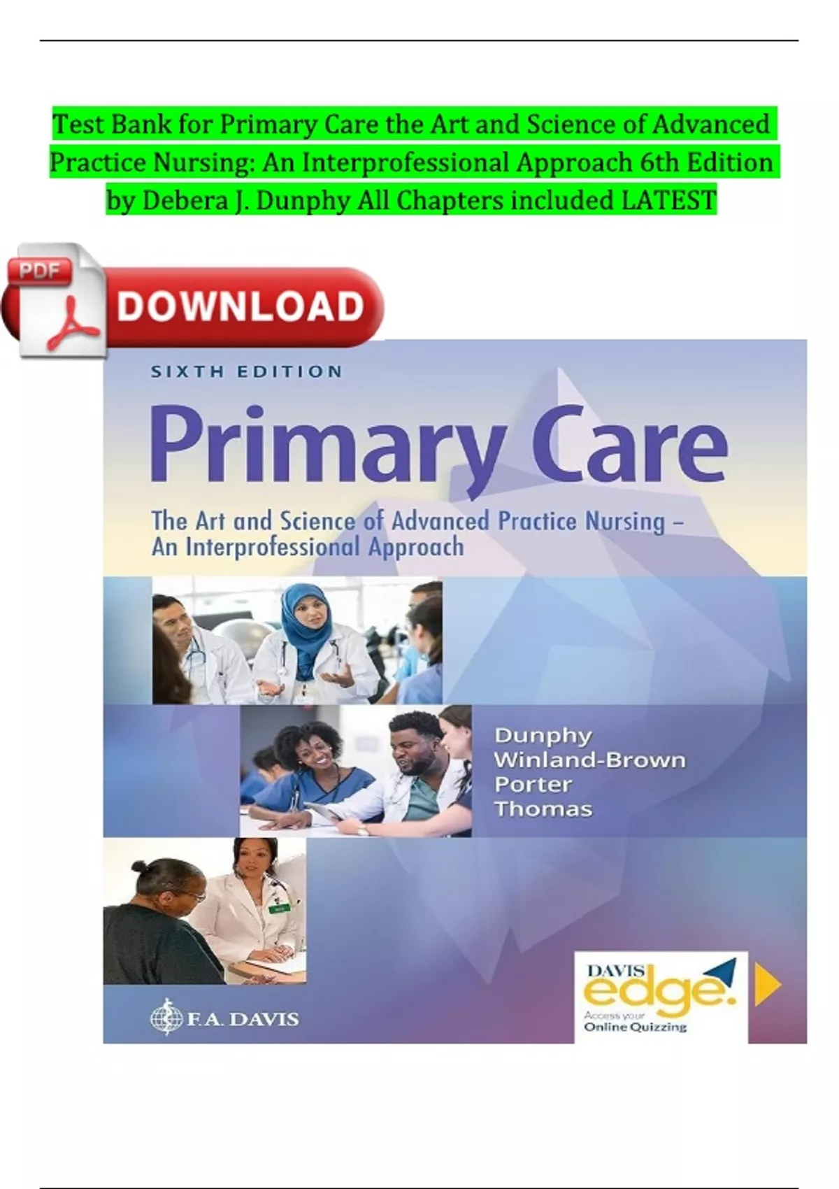 Test Bank For Primary Care Art And Science Of Advanced Practice Nursing ...