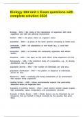 Biology 104 Unit 1 Exam questions with complete solution 2024&period;