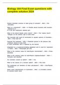 Biology 104 Final Exam questions with complete solution 2024&period;