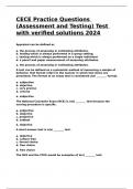 CECE Practice Questions &lpar;Assessment and Testing&rpar; Test with verified solutions 2024&period;