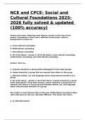 NCE and CPCE Social and Cultural Foundations 2025-2026 fully solved & updated &lpar;100- accuracy&rpar;&period;