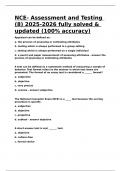 NCE- Assessment and Testing &lpar;8&rpar; 2025-2026 fully solved & updated &lpar;100- accuracy&rpar;&period;