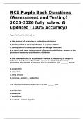 NCE Purple Book Questions &lpar;Assessment and Testing&rpar; 2025-2026 fully solved & updated &lpar;100- accuracy&rpar;