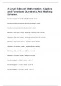 A Level Edexcel Mathematics&colon; Algebra and Functions Questions And Marking Scheme&period;