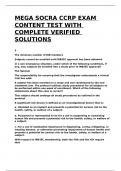 MEGA SOCRA CCRP EXAM CONTENT TEST WITH COMPLETE VERIFIED SOLUTIONS&period;