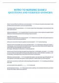 INTRO TO NURSING EXAM 2 QUESTIONS AND VERIFIED ANSWERS&vert;