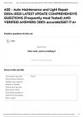 ASE - Auto Maintenance and Light Repair &vert;2024-2025 LATEST UPDATE COMPREHENSIVE QUESTIONS &lpar;Frequently Most Tested&rpar; AND VERIFEID ANSWERS &lpar;100&percnt; accurate&rpar;&vert;GET IT A&plus;