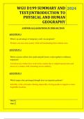 WGU D199 SUMMARY AND TEST&lpar;INTRODUCTION TO PHYSICAL AND HUMAN GEOGRAPHY QUESTIONS AND ANSWERS 2024