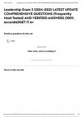Leadership Exam 3 &vert;2024-2025 LATEST UPDATE COMPREHENSIVE QUESTIONS &lpar;Frequently Most Tested&rpar; AND VERIFEID ANSWERS &lpar;100&percnt; accurate&rpar;&vert;GET IT A&plus;