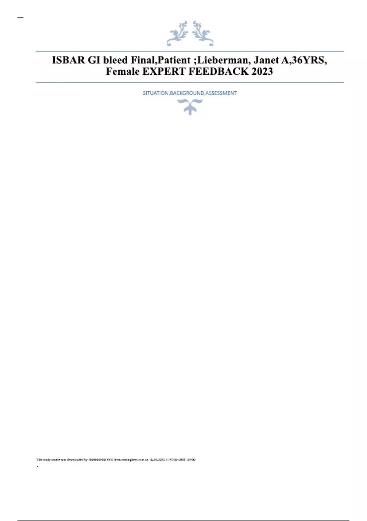 1ISBAR GI bleed Final,Patient ;Lieberman, Janet A,36YRS, Female EXPERT ...
