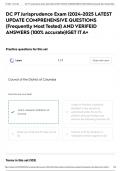 DC PT Jurisprudence Exam &vert;2024-2025 LATEST UPDATE COMPREHENSIVE QUESTIONS &lpar;Frequently Most Tested&rpar; AND VERIFEID ANSWERS &lpar;100&percnt; accurate&rpar;&vert;GET IT A&plus;