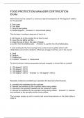 FOOD PROTECTION MANAGER CERTIFICATION EXAM