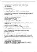 FOOD SAFETY MANAGER TEST - PRACTICE QUESTIONS