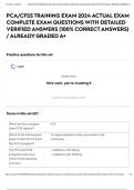 PCA&sol;CFSS TRAINING EXAM 2024 ACTUAL EXAM COMPLETE EXAM QUESTIONS WITH DETAILED VERIFIED ANSWERS &lpar;100&percnt; CORRECT ANSWERS&rpar; &sol; ALREADY GRADED A&plus;