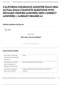 CALIFORNIA INSURANCE ADJUSTER EXAM 2024 ACTUAL EXAM COMPLETE QUESTIONS WITH DETAILED VERIFIED ANSWERS &lpar;100&percnt; CORRECT ANSWERS&rpar; &sol; ALREADY GRADED A&plus;