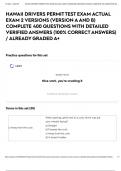 HAWAII DRIVERS PERMIT TEST EXAM ACTUAL EXAM 2 VERSIONS &lpar;VERSION A AND B&rpar; COMPLETE 400 QUESTIONS WITH DETAILED VERIFIED ANSWERS &lpar;100&percnt; CORRECT ANSWERS&rpar; &sol; ALREADY GRADED A&plus;