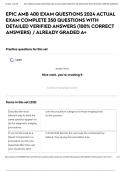 EPIC AMB 400 EXAM QUESTIONS 2024 ACTUAL EXAM COMPLETE 350 QUESTIONS WITH DETAILED VERIFIED ANSWERS &lpar;100&percnt; CORRECT ANSWERS&rpar; &sol; ALREADY GRADED A&plus;