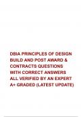 DBIA PRINCIPLES OF DESIGN BUILD AND POST AWARD & CONTRACTS QUESTIONS  WITH CORRECT ANSWERS ALL VERIFIED BY AN EXPERT  A&plus; GRADED &lpar;LATEST UPDATE&rpar;