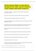 Dental Hygiene Mock Jurisprudence Questions and 100&percnt; Correct Answers Latest Update 2024-2025 Graded A&plus;