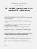 ART 101 - Final Exam Study &lpar;quiz reviews&rpar; Questions With Verified Answers