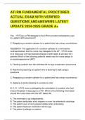 ATI RN FUNDAMENTAL PROCTORED ACTUAL EXAM WITH VERIFIED QUESTIONS AND  ANSWERS LATEST UPDATE 2024-2025 GRADED A&plus;