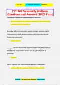 PSY 340 Personality Midterm Questions and Answers &lpar;100&percnt; Pass&rpar;