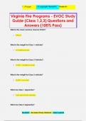 Virginia Fire Programs - EVOC Study  Guide &lpar;Class 1&comma;2&comma;3&rpar; Questions and  Answers &lpar;100&percnt; Pass&rpar;